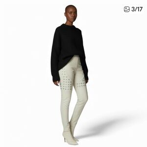 Sexy spy moto pants w/grommets light gray